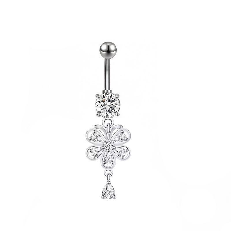 Colorful Y2K Stainless Steel Zircon Planet Moon Butterfly Belly Rings Cute Butterfly Body Piercing Jewelry Belly Button Rings