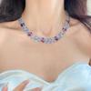 Zircon Shiny Oval Buckle Jewelry Set - Exquisite Retro Court Style Necklace & Bracelet