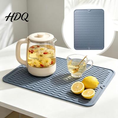 Durable Kitchen Drying Mat Silicone Dish Mat Heat Resistant Counter Heatproof Table Trivet Waterproof Placemat Utensil Drainer for Dining Table,
