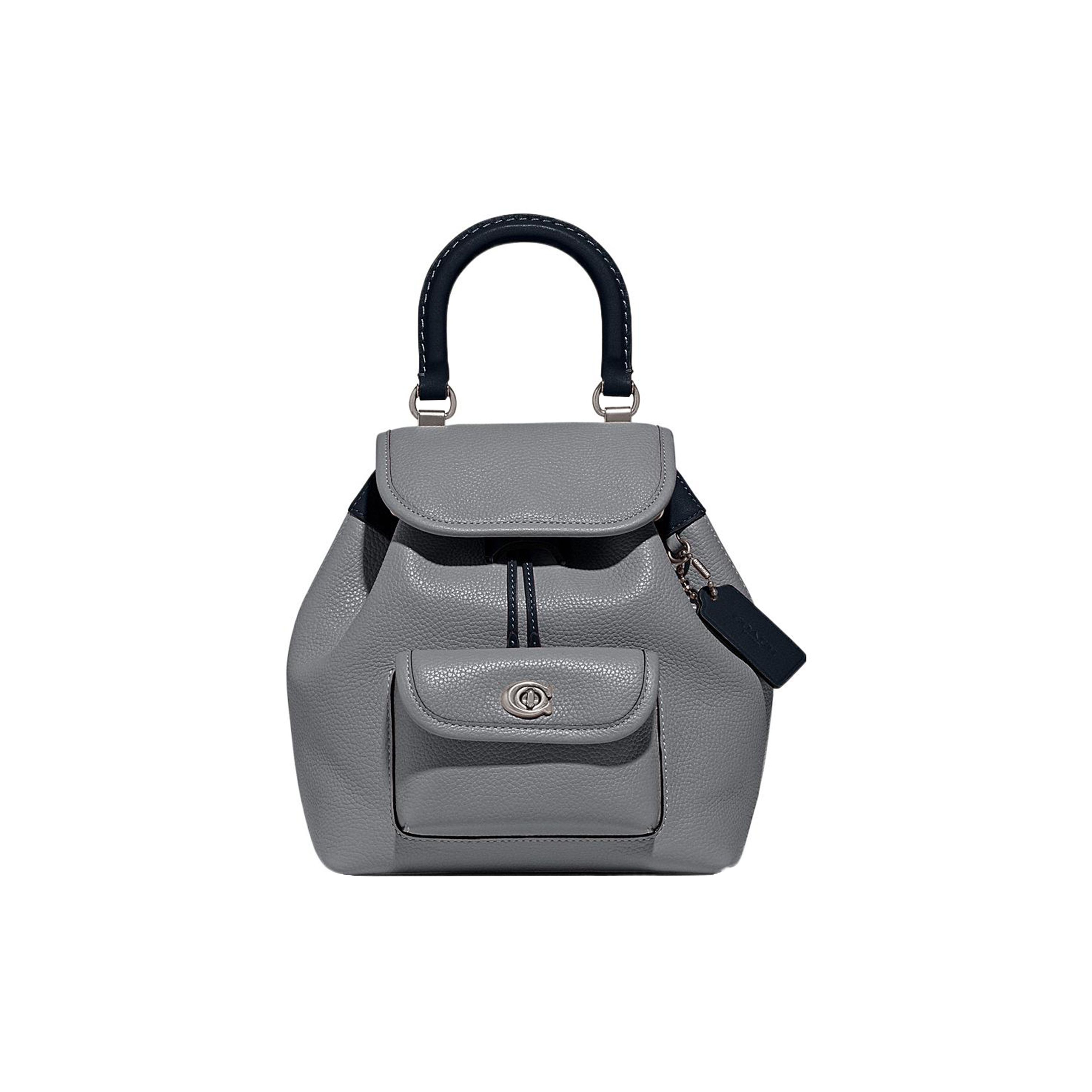 Coach Women's Gray Riya 23 Drawstring Closure Leather Backpack Backpack Ch588-Lhw9a