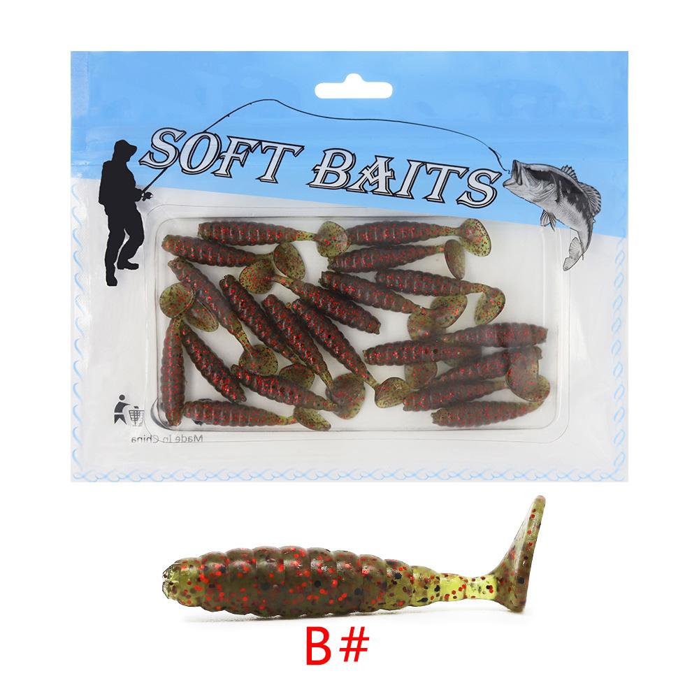 Outdoor Fishing Fluctuation T-tail Soft Bait (4cm/1.4g) 20 Pieces of Lures