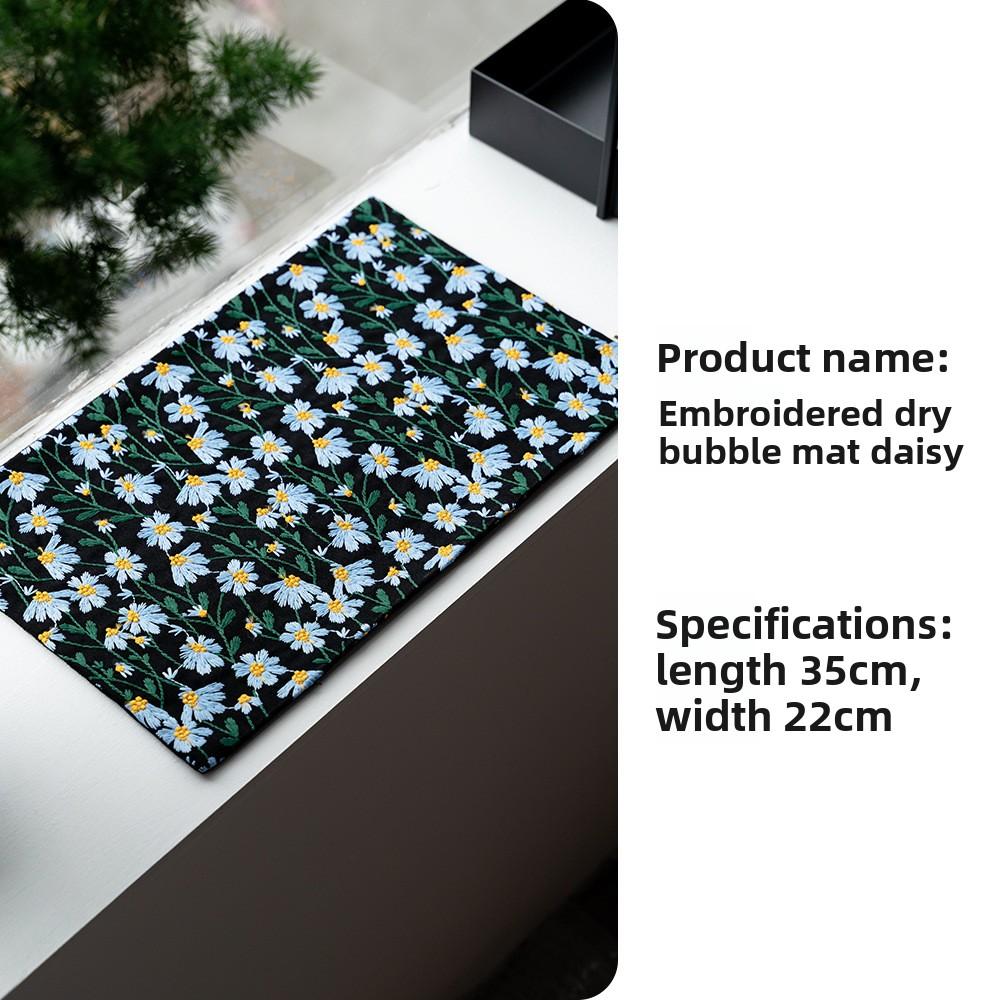 National wind cotton cloth flower embroidery dry bubble mat Chinese zen tea ceremony accessories tablecloth tea mat