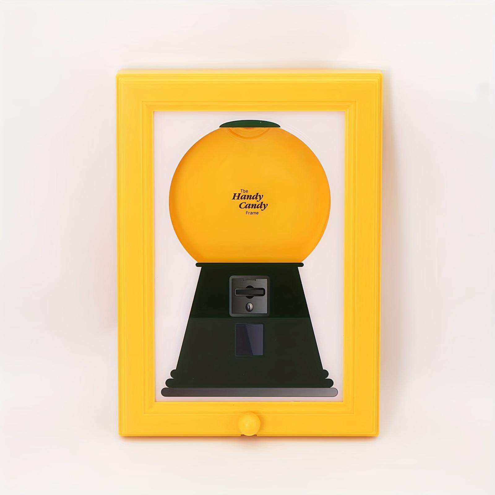 

1pc Modern Square Plastic Candy Dispenser Gumball Machine in Frame Manual Operation, No Batteries Needed, Wall Mountable or Tabletop for Candies Dispenser Frame