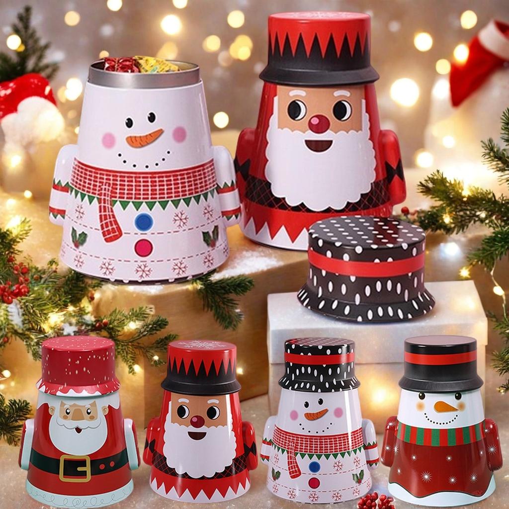 Christmas Cookie Tins with Lids for Gift Giving Small Xmas Tin Containers Round Metal Christmas Tins Empty Cookie Jar
