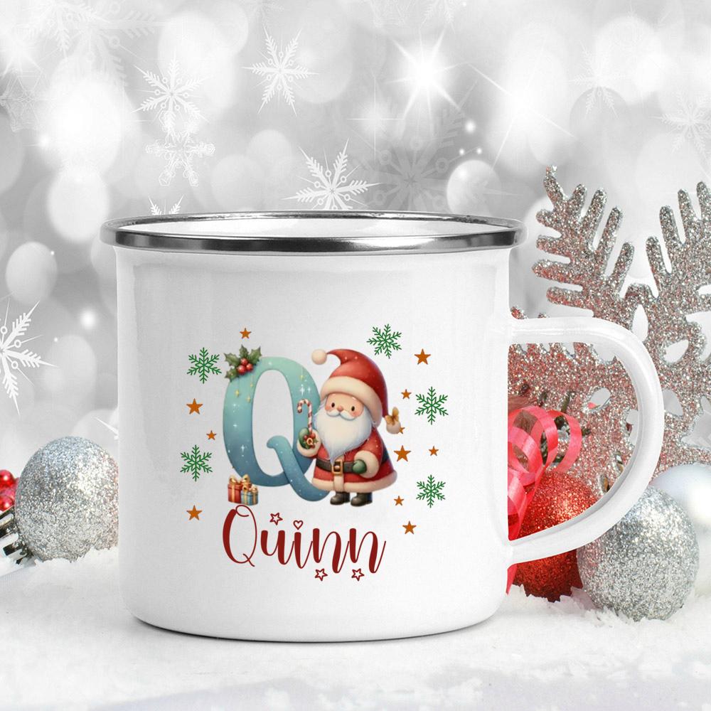 Personalisierte Weihnachten mit Namen Tasse Heiße Schokolade Schokoladen Tasse Getränke Saft Tasse Weihnachtsdekor weiße Emaille Tassen Weihnachten Geschenk