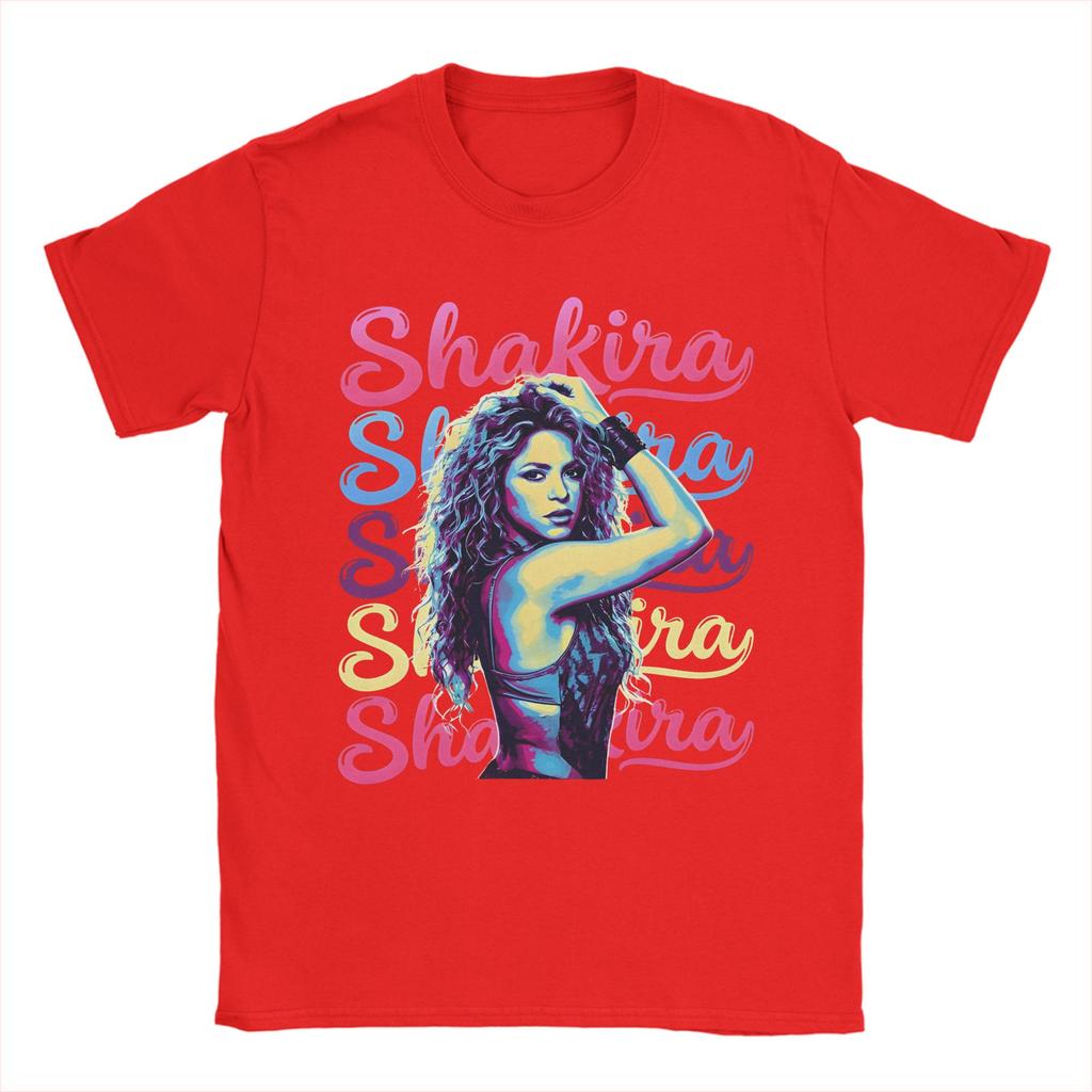 Funny Shakira Colorful Pop Art Portrait Design TShirts Unisex Round Neck Pure Cotton T Shirt Short Sleeve Tees Plus Size Clothes