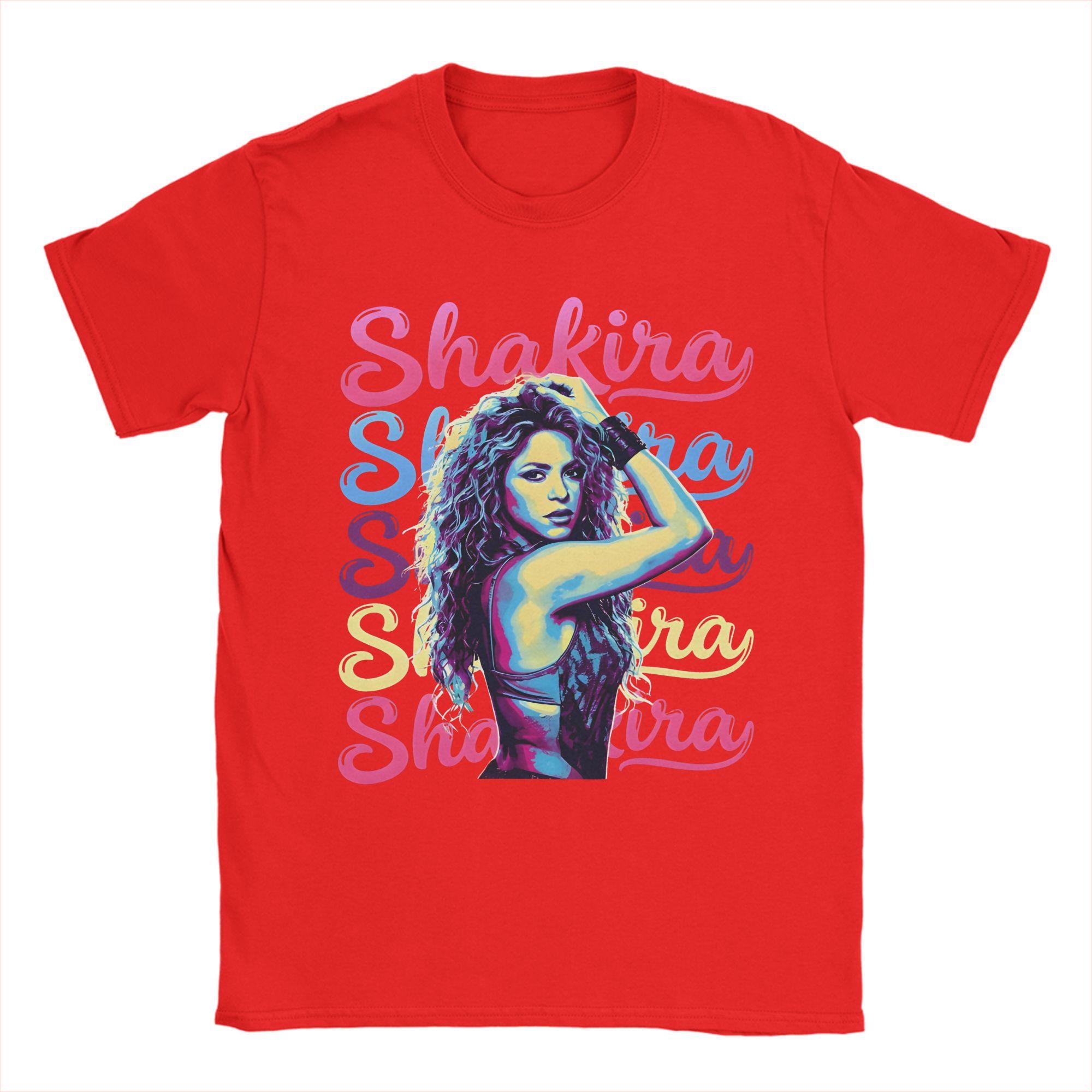 

Funny Shakira Colorful Pop Art Portrait Design TShirts Unisex Round Neck Pure Cotton T Shirt Short Sleeve Tees Plus Size Clothes S