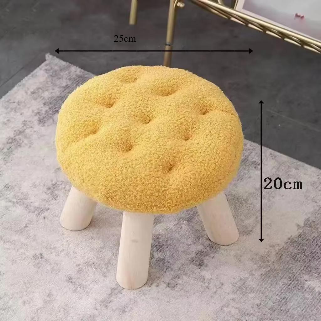Cookie Small Stool Soft Seat Chair Girlish Heart Bedroom Solid Wood Bench Lliving Room Kids Shoe Changing Stool Home Furniture