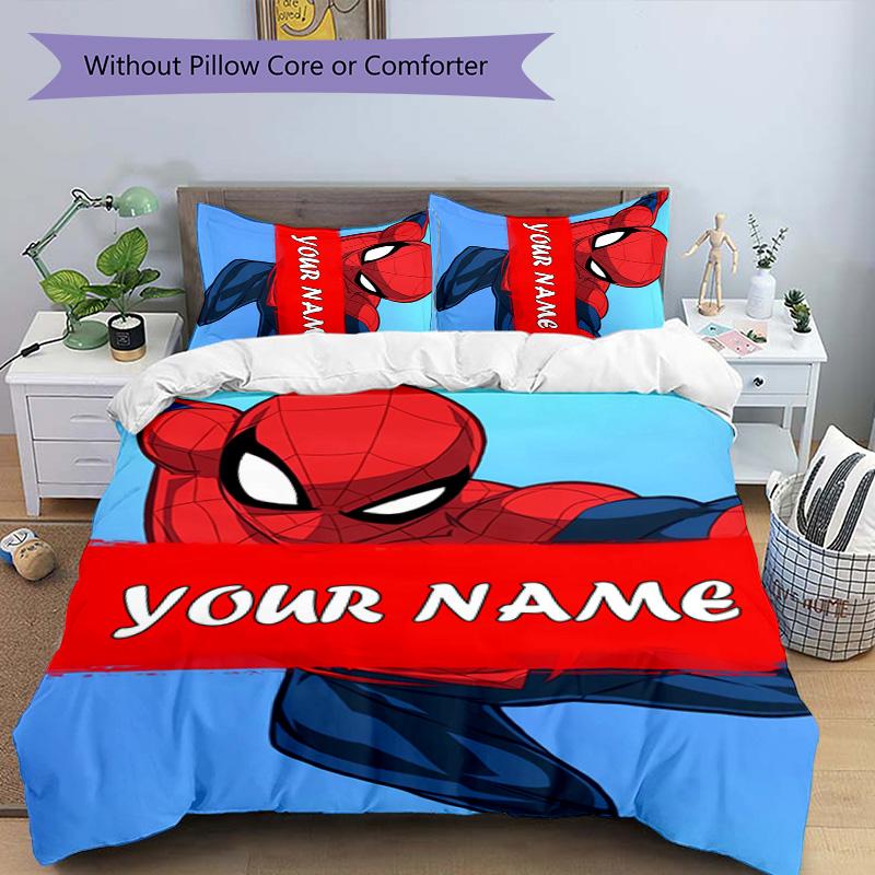 3pcs Spider Man1 Cover Set - Personalized Name, HD Printed Bedding with 1 Cover and 2 Pillowcases - Perfect for Home Decor, Easy Care