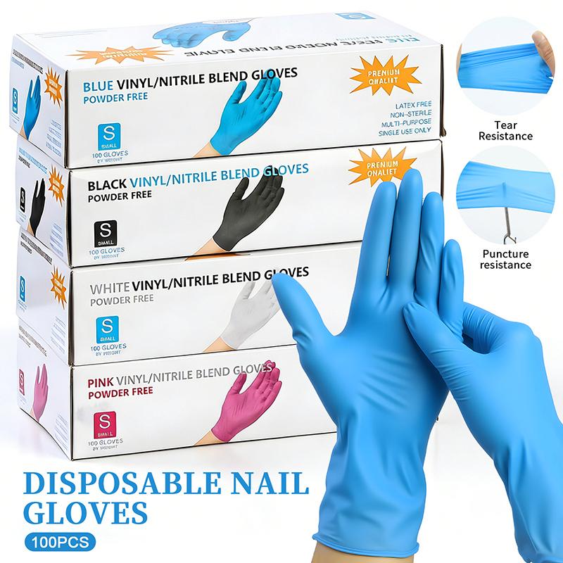 100Pcs Disposable Nitrile Gloves Food Contact Thick Durable Suitable Strong Elasticity Gloves For Kitchen Garden Tattoo Beauty