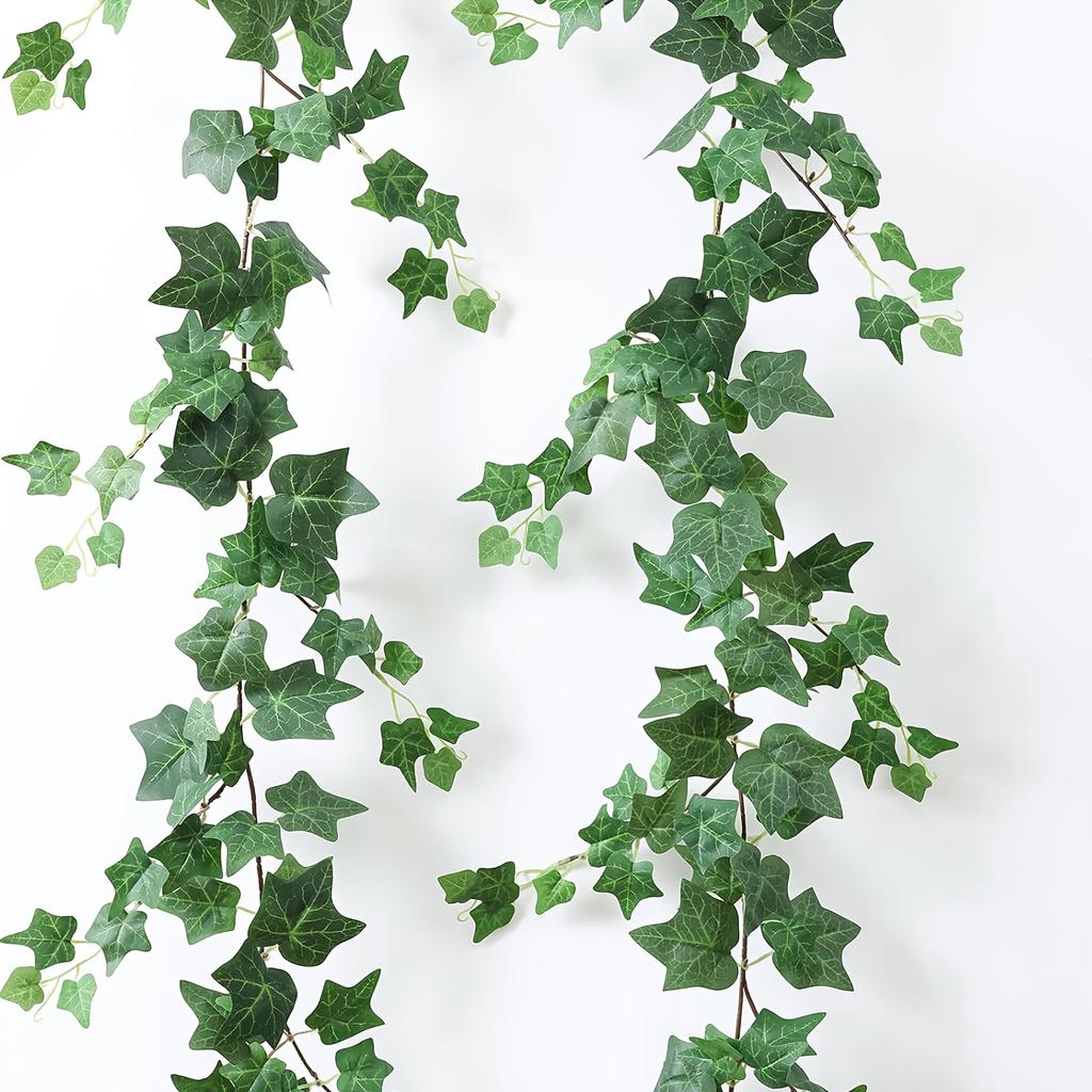 2pcs 71inch Artificial Vine, 1.8m Artificial Green Vine with Simulated Green Sweet Potato Leaves Home Wedding Table Decoration Green Plants.