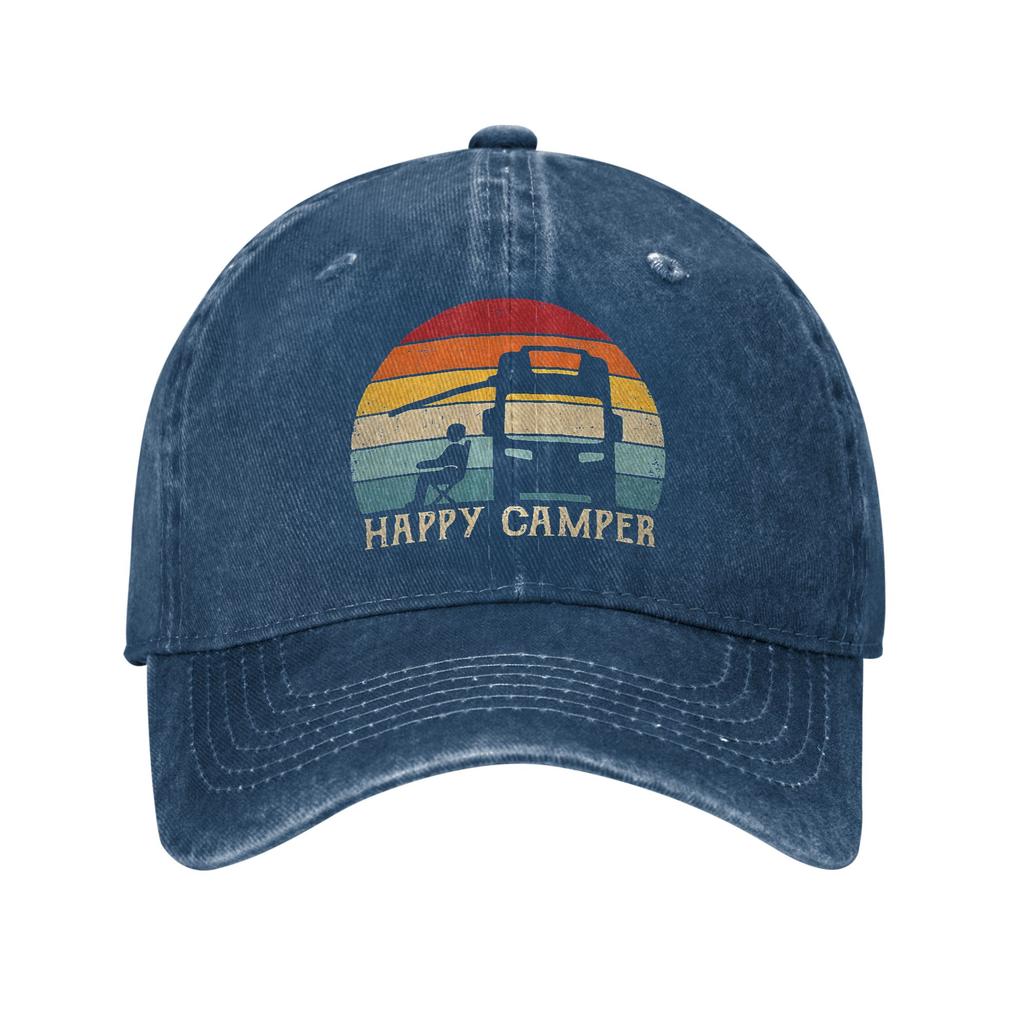 Happy Camper RV Kempingové Merch Baseballové Čepice Unisex Denní Klobouky Čepice Nastavitelná Trucker Čepice