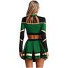 Womens Cheerleader Set Long Sleeve Sequined Crop Top Pleated Skirt Dance Uniform Cheer Competition Performance Outfit