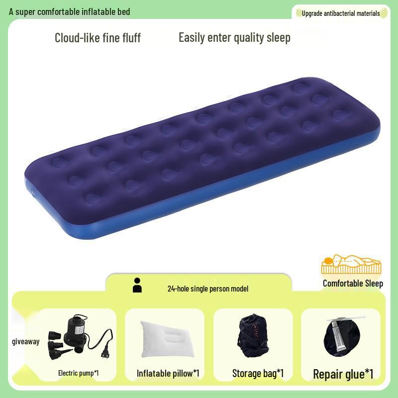 Elevated Outdoor Double Air Mattress: Thick Inflatable Camping Cushion