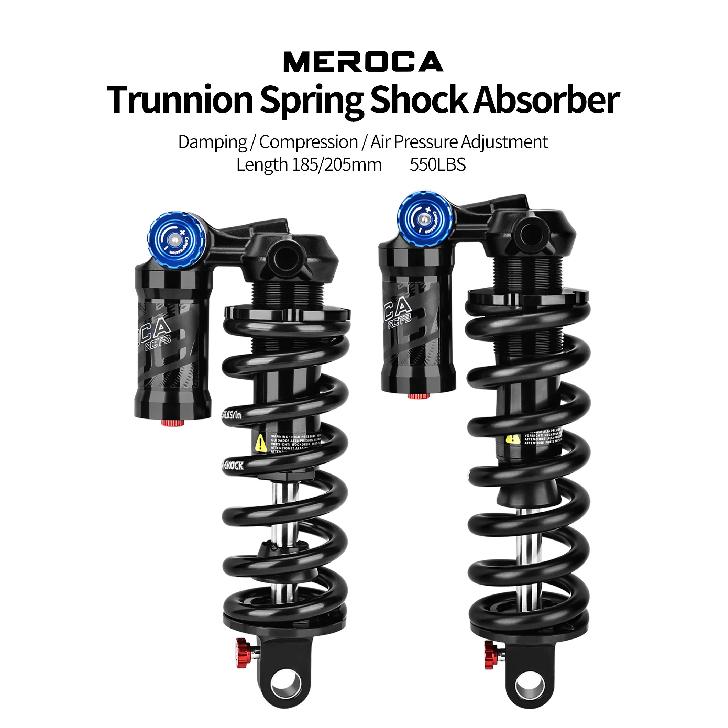 RCT3 Bicycle Trunnion Mount Rear Shock 185/205mm Coil Spring Shock 550LBS MTB Soft Tail Bicycle Rear Shock Absorber