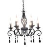 French Retro Black Wrought Iron Crystal Chandelier for Living Room, Dining Room, or Bedroom