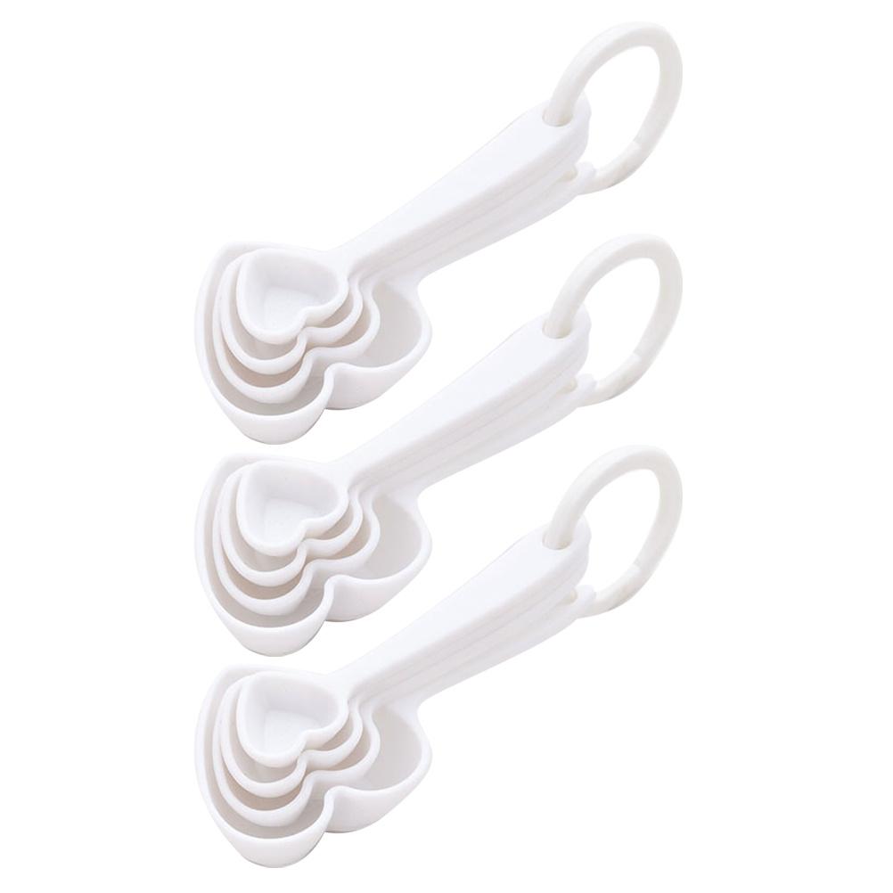 Heart-Shaped Measuring Spoon Plastic Dessert Spoon For Coffee Tea Cappuccino Ice Cream Stirring Flatware