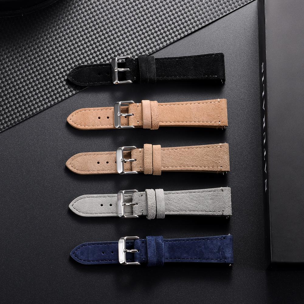 Genuine Suede Watchband 20mm 22mm for Omega for Casio for Seiko for Huawei Watch Gt2/3/4 Vintage Handmade Stitching Bracelet