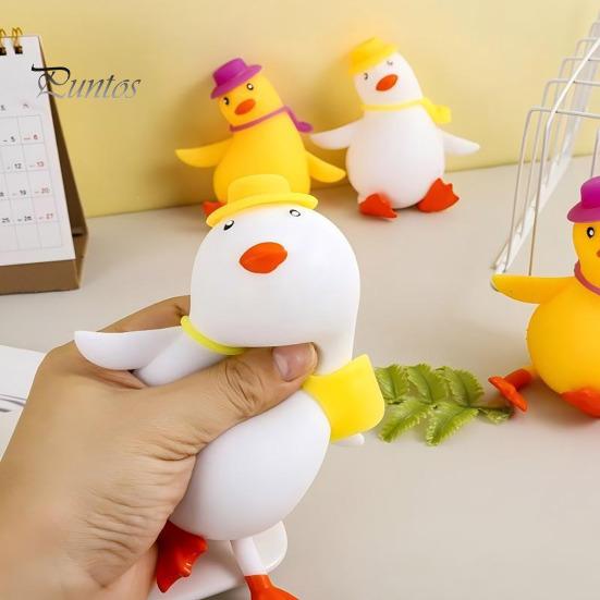 TPR Duck Toy Cartoon Stress Relief Toy, Squeezable Fidget Soft Deformable Squeeze Toys Stretch Sensory for Hand Exercise Relaxation