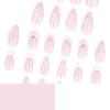 Long Almond Pink Flower Fake Nails with Tiny Pearl & Floral Decor False Nails for DIY Nail Design Art Salon