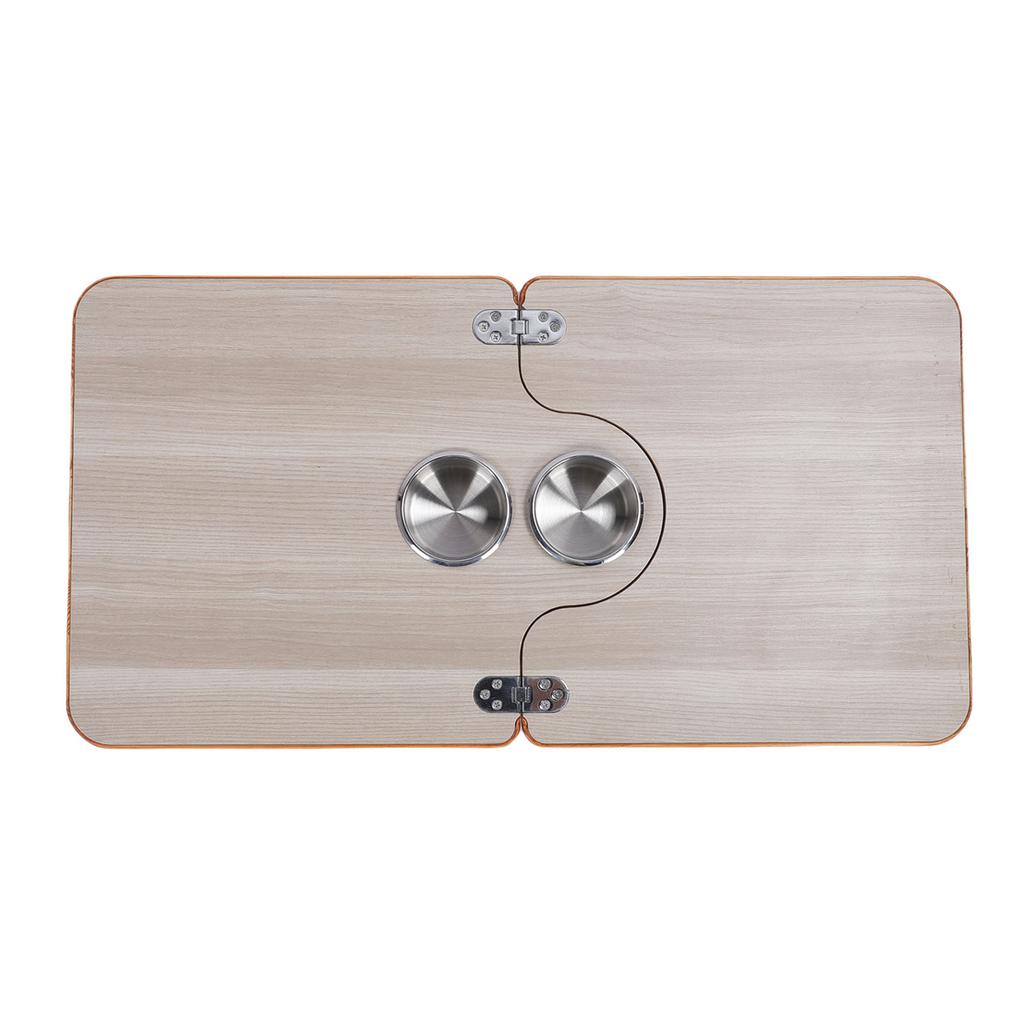 RV Tabletop 29.53x15.35in Solid Wood Folding Desktop Panel with 2 Stainless Steel Cup Holder for Trailer Motorhome