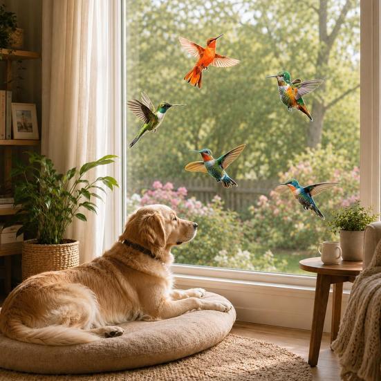 PVC Vogelkollisionsschutz-Aufkleber 12 Stück Fenster-Clings, Schutz-Aufkleber, Abnehmbare Anti-Kollisions-Freundliche Clings für Glastüren und Fenster,