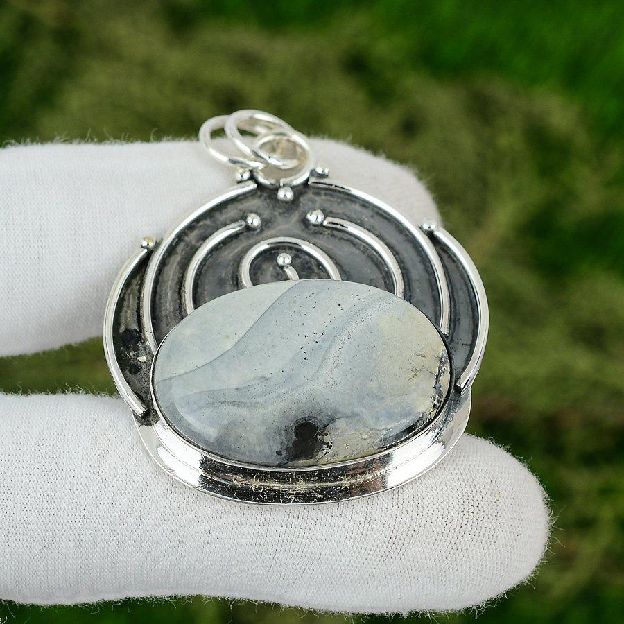 Натуральный фарфоровый яшмовый драгоценный камень Ювелирные изделия Серебряная подвеска 925 пробы для женщин