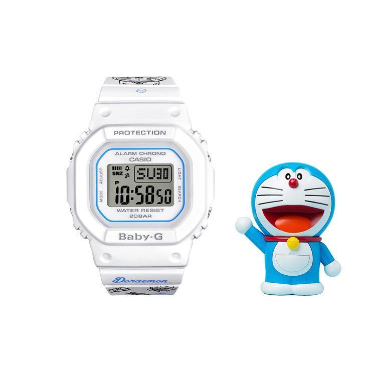 CASIO Custom Watch 25th Anniversary Doraemon Collaboration Limited Waterproof Sports Quartz Movement Resin Strap Women watches White BGD-560-7PRDL Blue White