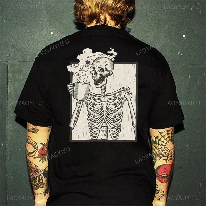 Horror Devil Dark Punk Skull Graphic Tshirts Harajuku Retro T Shirt Unisex Black White Casual Tee Summer Oversized Tee Camisetas