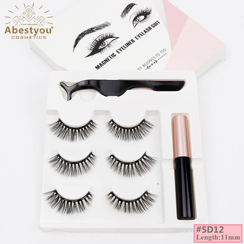 Abestyou Handmade Highest Quality Faux Mink Magnetic Eyelashes with 5 Magnets Light & Strong Magnetic Reusable
