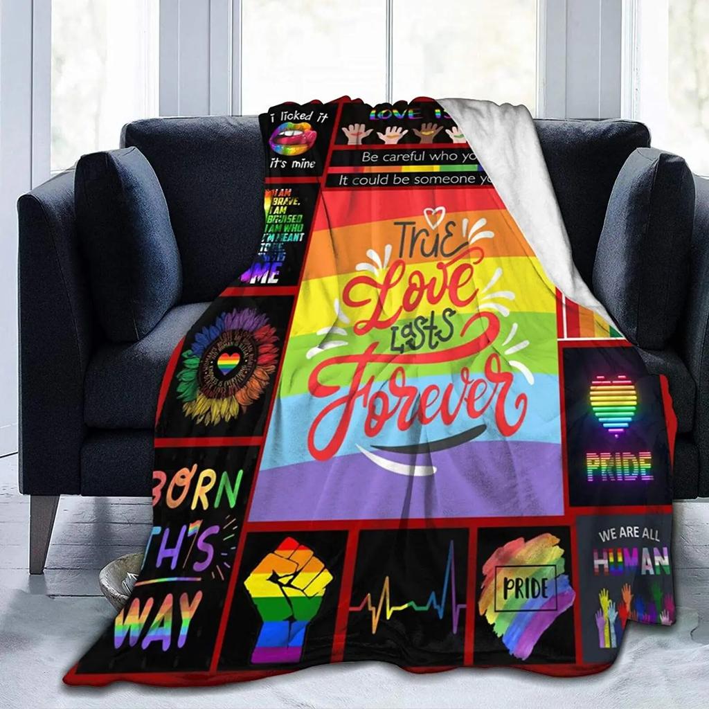 Kuscheldecken LGBT Gay Pride Lesbisch Regenbogen Flanelldecke für Couch Sofa Decken Große Bettwäsche Geschenke für Weihnachten Neujahr