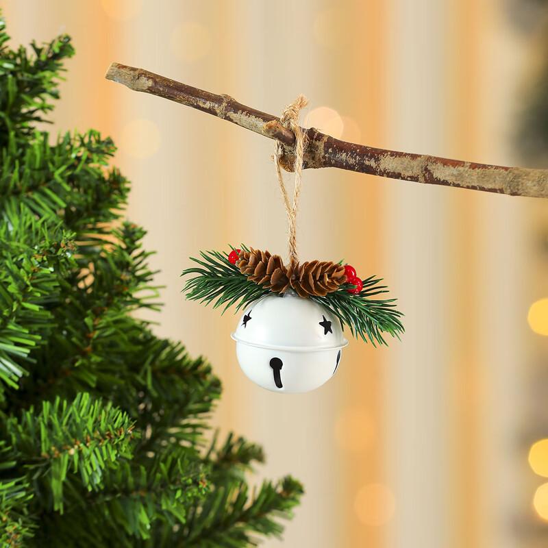 Christmas Bell Door Hanger with Red Pinecones