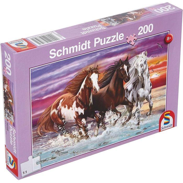 Puzzle Animaux - SCHMIDT - Trio de chevaux sauvages - 200 pièces - Violet - Enfant