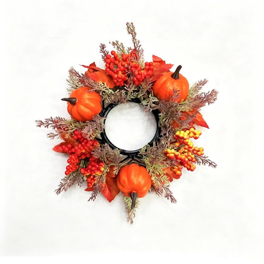 Fade Resistant Autumn Pumpkin Candle Holder Long Lasting Fall Harvest Wreath Door Decor