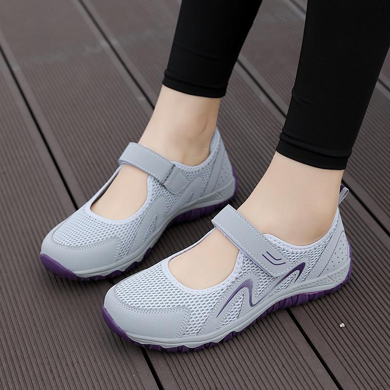 New Women's Walking Shoes, Lightweight and Breathable Mesh Dancing Shoes, Mom's Flat Bottom Anti Slip Walking Shoes, 2025 Summer
