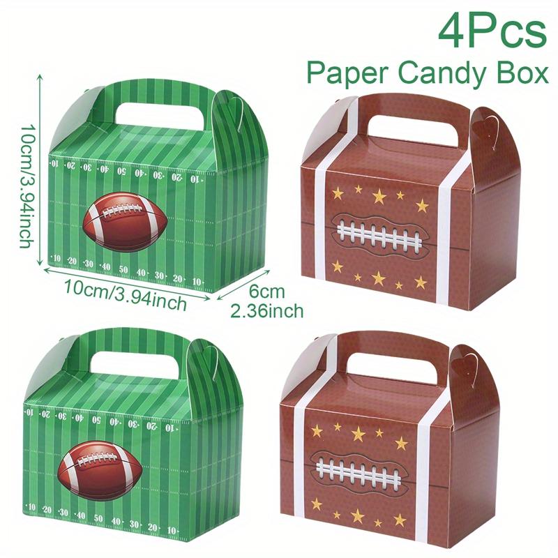 

4 шт./набор, 2 стиля, подарочная коробка в виде футбольного мяча, украшения для американского футбола, баскетбольного матча, подарочная коробка для вечеринки, белая картонная подарочная коробка с ручкой Pack of 4 разноцветный