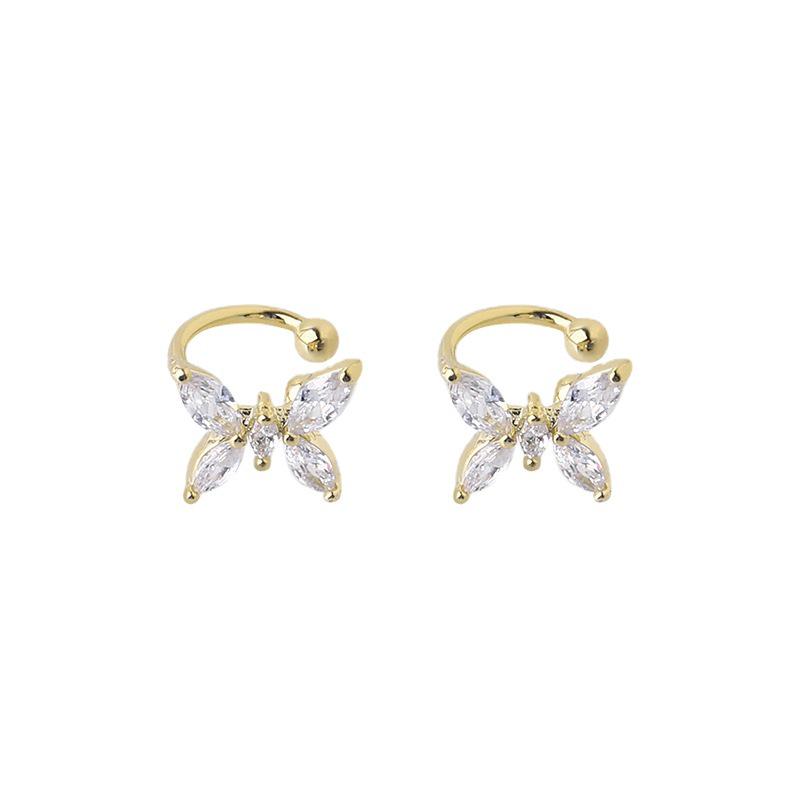 Zircon Butterfly Ear Cuff for Non-Pierced Ears - Elegant Forest Style