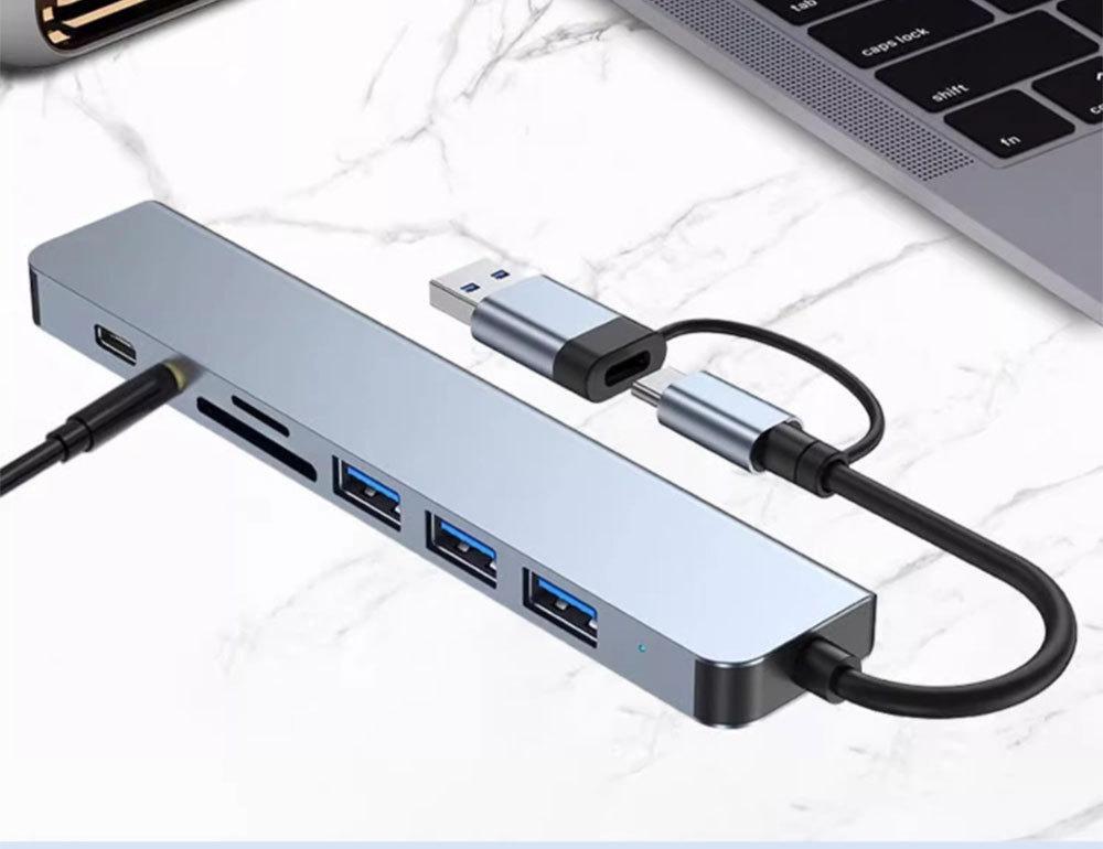 7-Port Aluminum Alloy USB 3.0 Hub with Type C Charging & Data Transfer Functions for Desktop & Laptop Computers