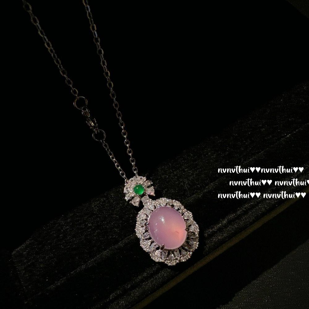 Madagascar Pink Purple Chalcedony Safety Buckle Pendant Necklace New Chinese Concubine Smile White Chalcedony Sun Flower Necklace