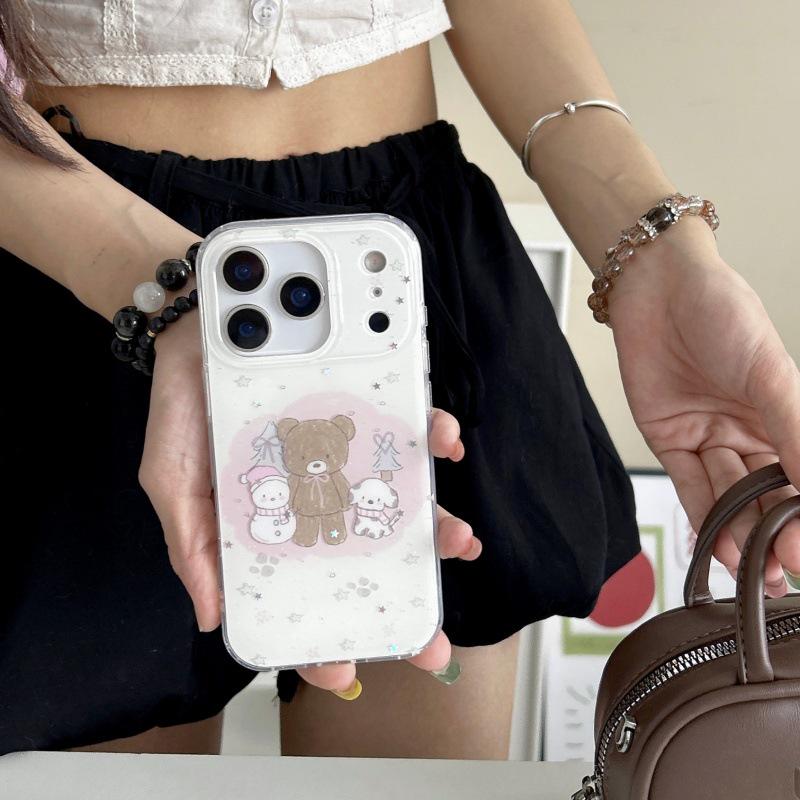 Korean Style Cute Bear Dog iPhone 16 Pro Max Case