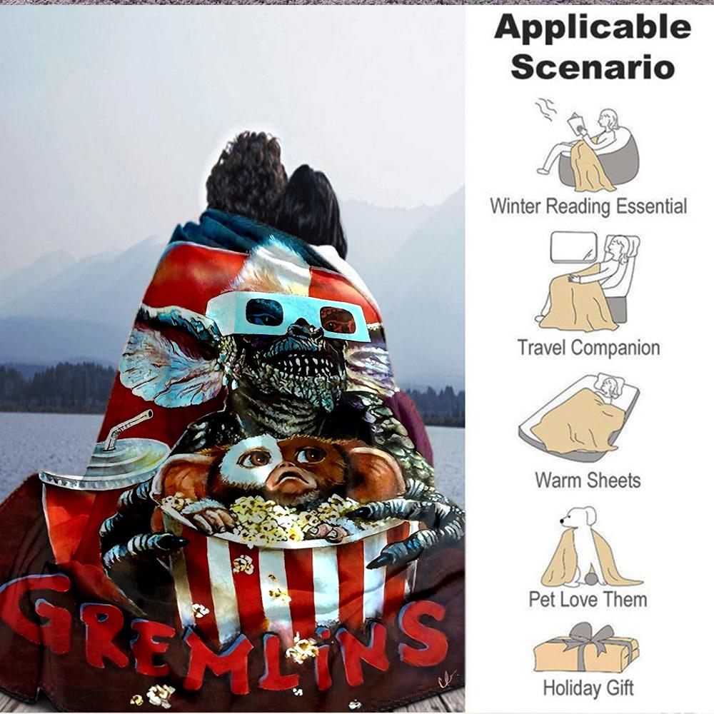 1 Stück Gremlins Decke Leichte Flanelldecke für Sofa, Bett, Reisen, Camping, Wohnzimmer, Büro, Couch, Stuhl und Bett