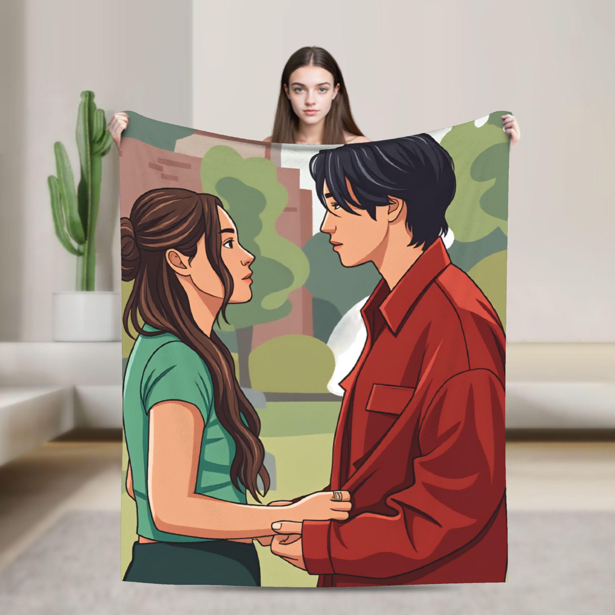 

TV XO Kitty Kim Min Ho Blanket Soft Warm Comfortable Plush Throw Blanket For Children Living Room Flannel Bedspread Bed Cover 75x90cm
