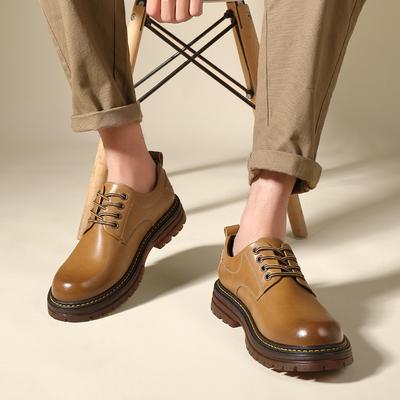 Martin Boots Men's Low-top Big-headed Tooling Casual Leather Shoes British Style Beef Tendon Sole Retro Trendy Shoes Retro Platform Men's Shoes