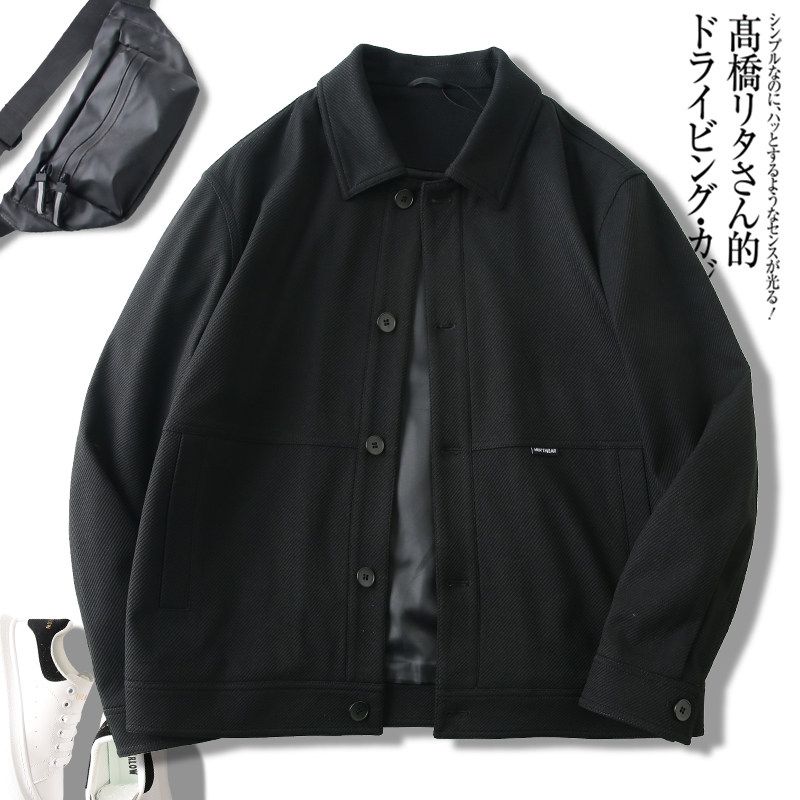 Japanese Style Overalls Men's Windproof Polo Collar Jacket Spring and Autumn Retro Trendy American Casual