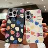 Urocze kolorowe nadruki serc miłości Wstrząsoodporne miękkie TPU Smukłe etui na telefon Dla iPhone 16 Pro Max 15 Pro 14 13 12 11 Ochrona obiektywu Matowa skórzana tekstura Pokrowiec