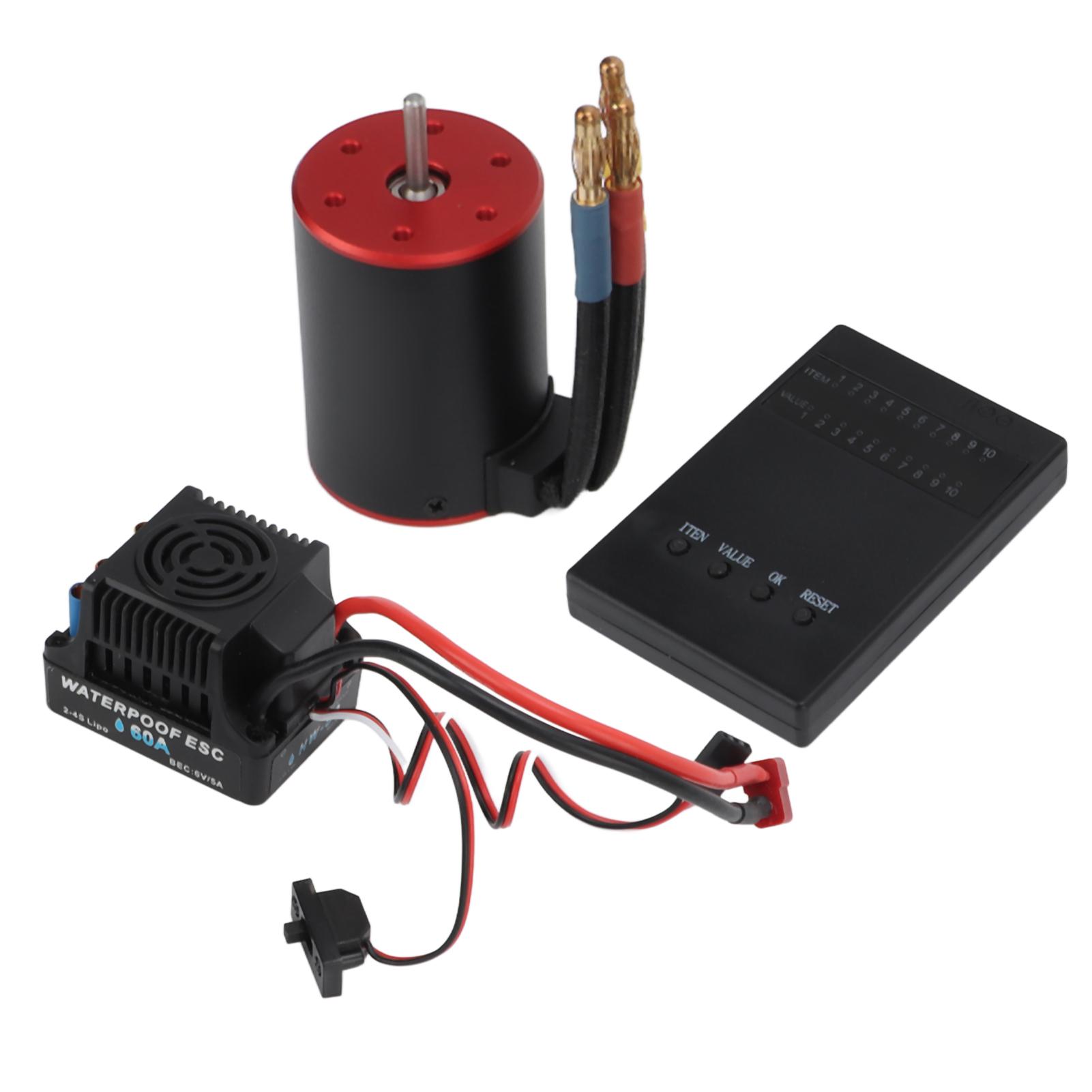 

3650 3100KV Brushless Motor 60A ESC Set Waterproof Brushless Motor with ESC Programming Card for