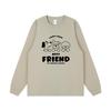 Korean Style Cartoon Print Retro Long Sleeve Cuffed T-Shirt for Couples