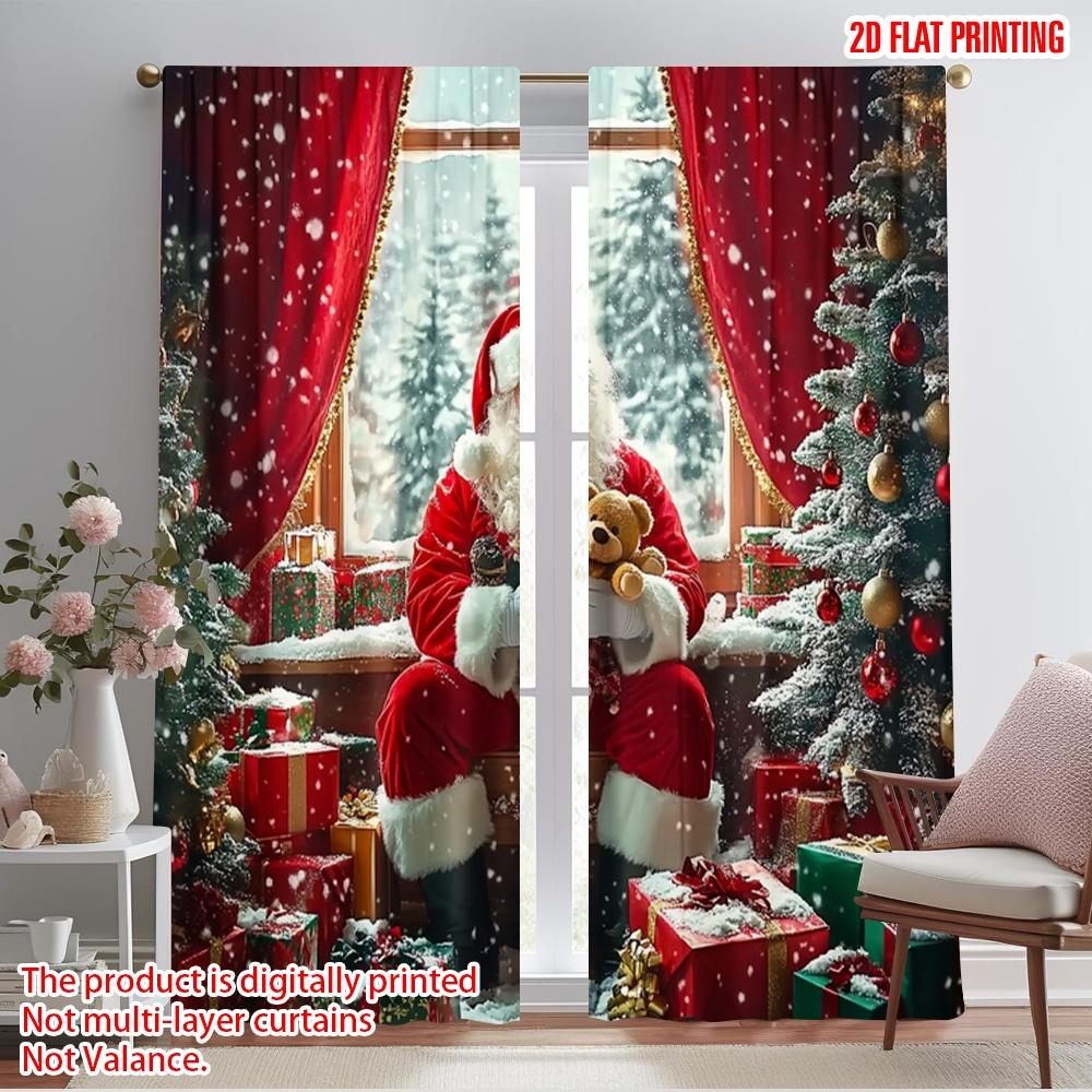 

2pcs,2D plane printing Contemporary Curtains Father Christmas5 (3) 100% Polyester (without rod) Gifts for Living Room, Bedroom, 52.50×116.00 CM 2pcs