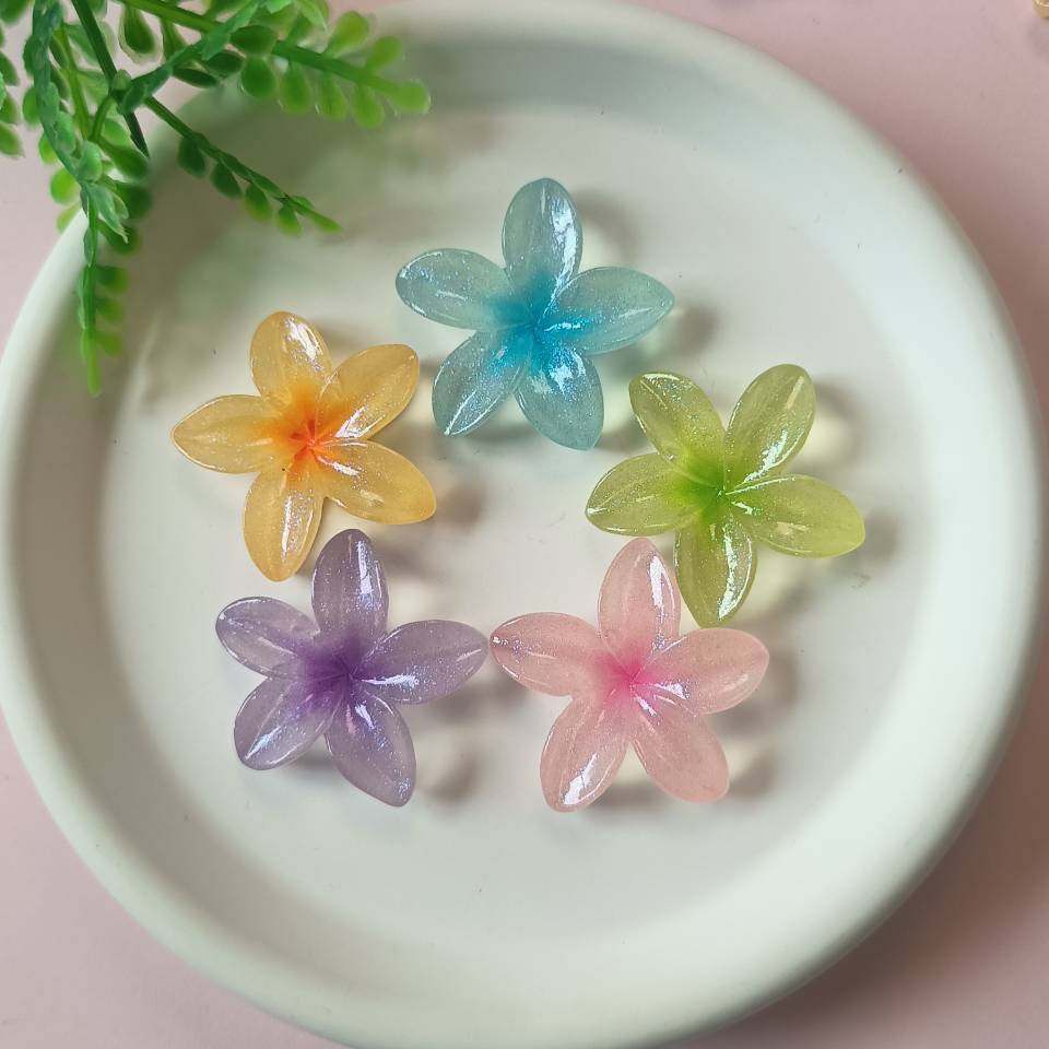 Colorful Cute Five Petal Series Miniature Flat Back Resin Cabochons for Hairpin Scrapbooking DIY Home Decor Craft Accessories