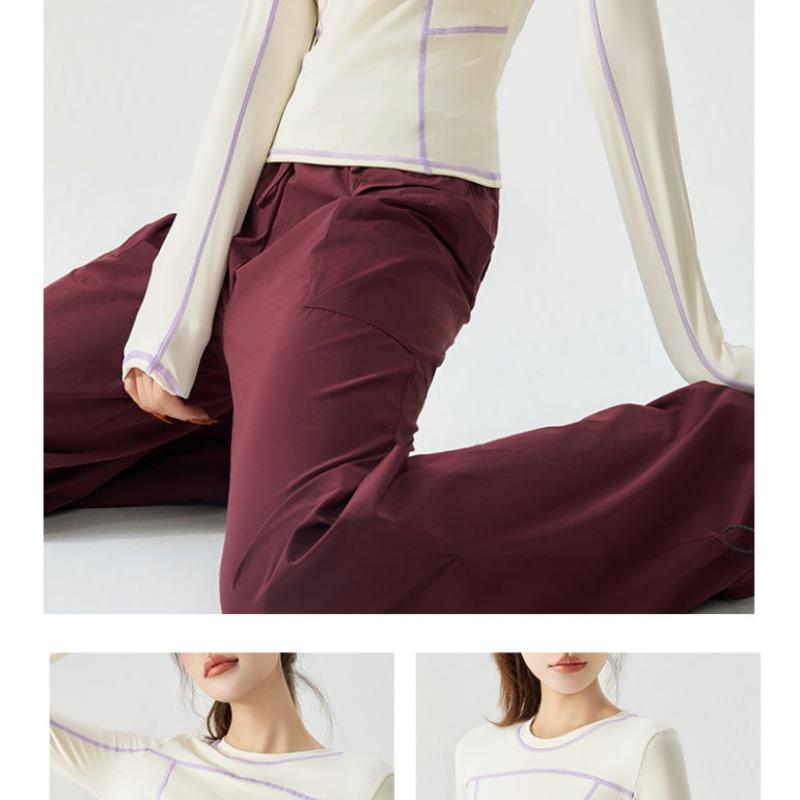 Spring Autumn New Round Neck Long Sleeve Fashion Women High Street Casual Contrast Color Pullovers Quick Drying Tops